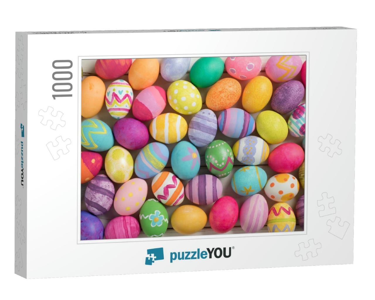 Many Bright & Colorful Easter Eggs Filling the Background... Jigsaw Puzzle with 1000 pieces