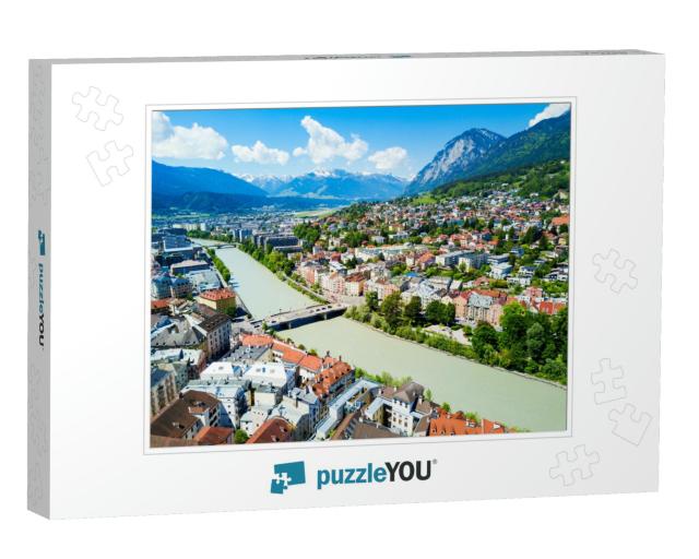Inns River & Innsbruck City Center Aerial Panoramic View... Jigsaw Puzzle