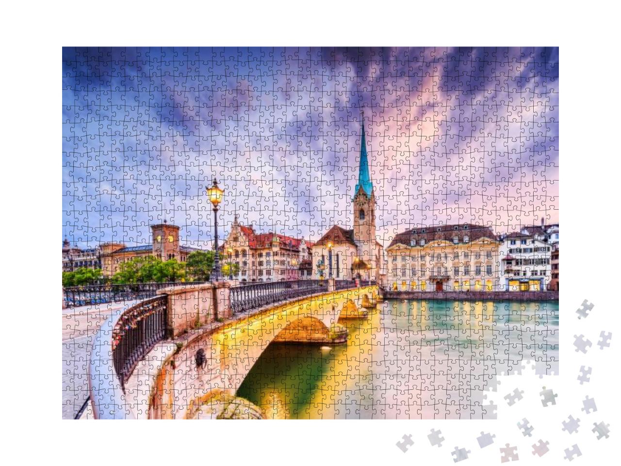 Zurich, Switzerland. View of the Historic City Center wit... Jigsaw Puzzle with 1000 pieces