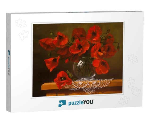 Oil Painting on Canvas, Poppy... Jigsaw Puzzle