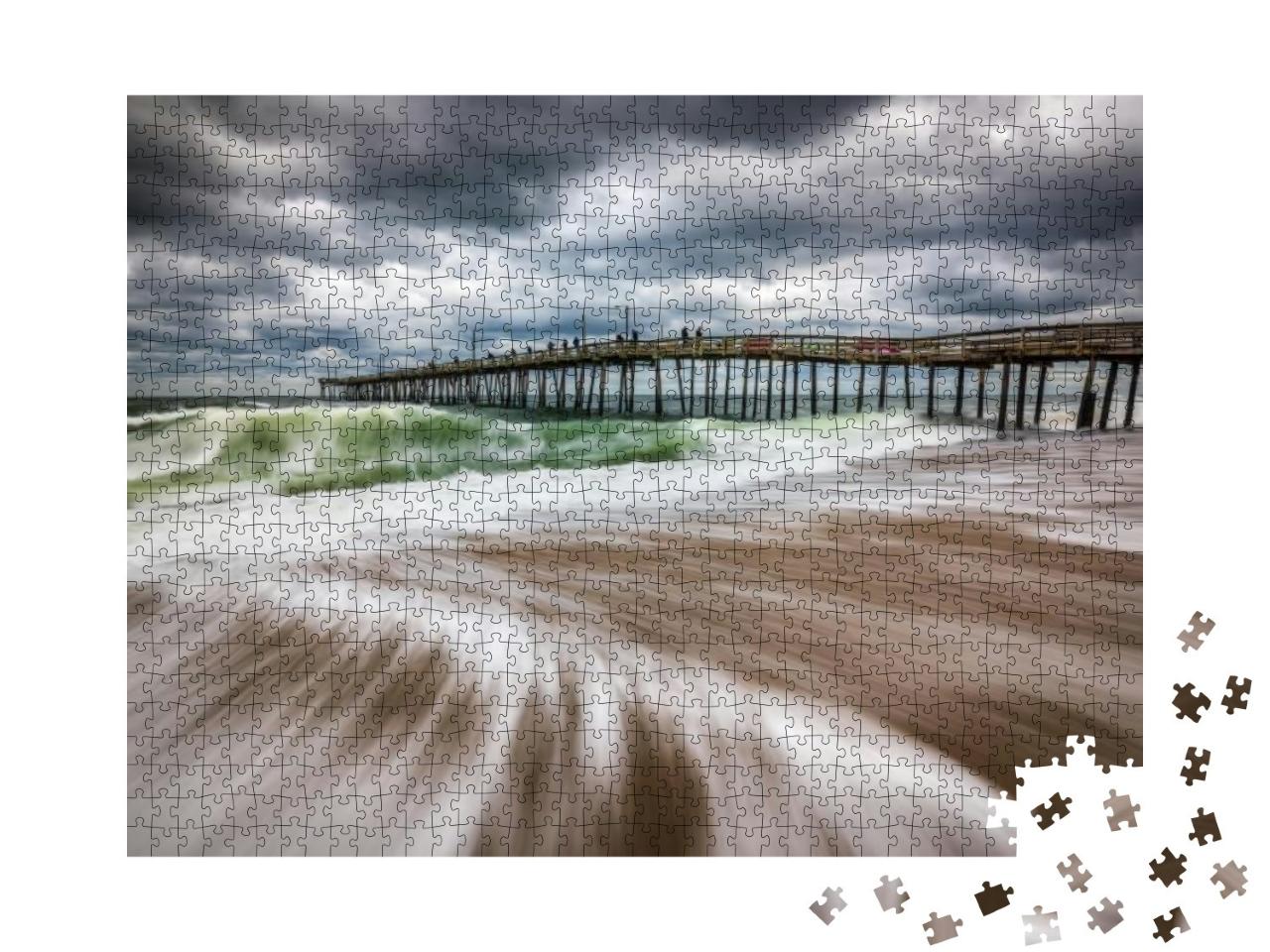 Stormy Weather & Dramatic Skies Over the Nags Head Pier o... Jigsaw Puzzle with 1000 pieces