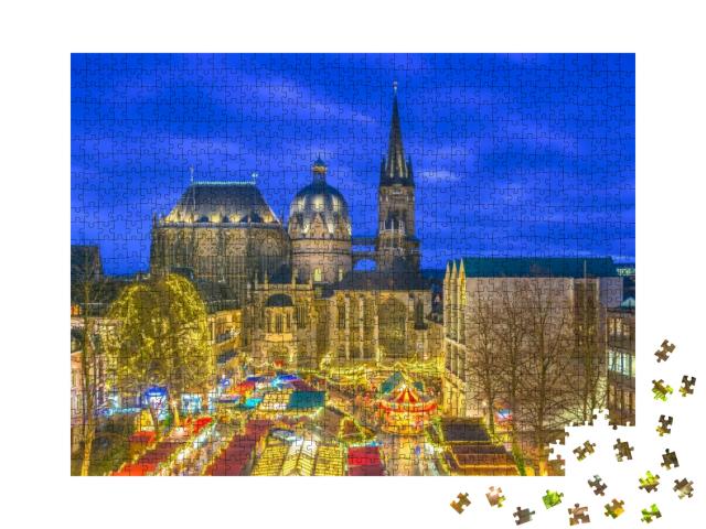 Aachen Cathedral with Famous Christmas Market in the Fore... Jigsaw Puzzle with 1000 pieces