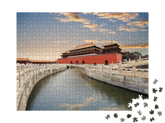 The Forbidden City, Gold Water Bridge with Sunset Glow in... Jigsaw Puzzle with 1000 pieces