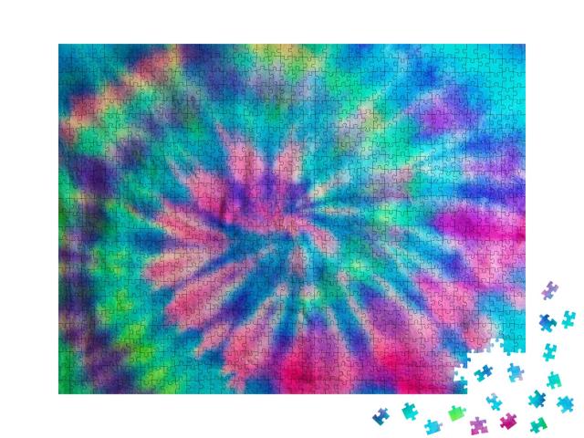 Swirl or Spiral Pattern Tie Dye Fabric... Jigsaw Puzzle with 1000 pieces