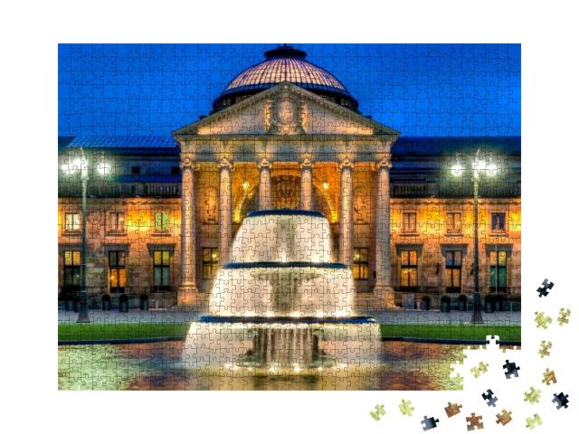 The Casino of Wiesbaden At Late Evening... Jigsaw Puzzle with 1000 pieces