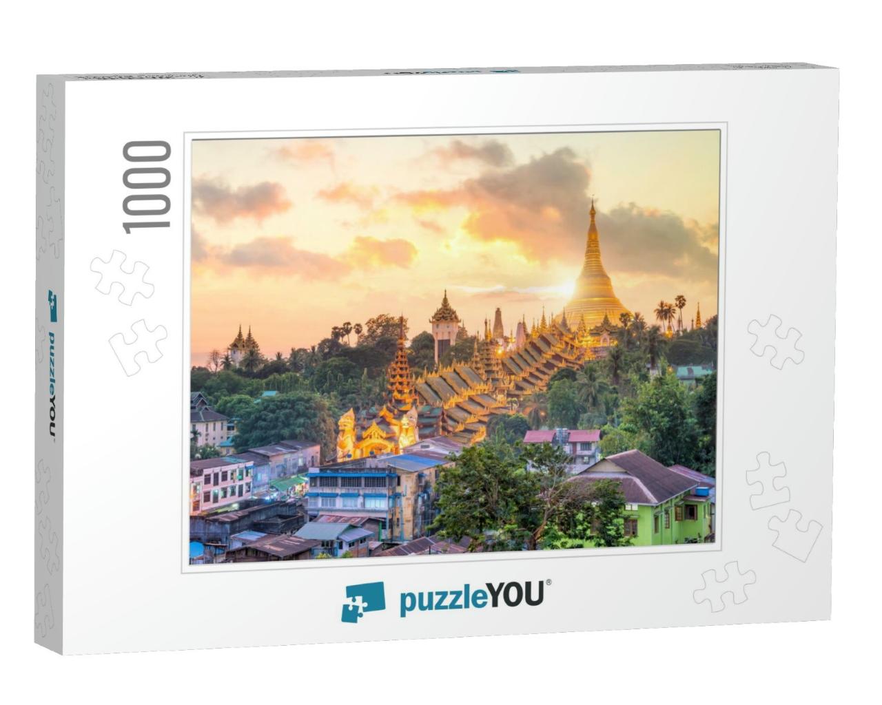 Yangon Skyline with Shwedagon Pagoda in Myanmar At Sunset... Jigsaw Puzzle with 1000 pieces