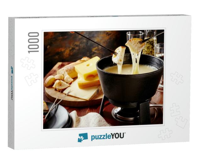 Gourmet Swiss Fondue Dinner on a Winter Evening with Asso... Jigsaw Puzzle with 1000 pieces
