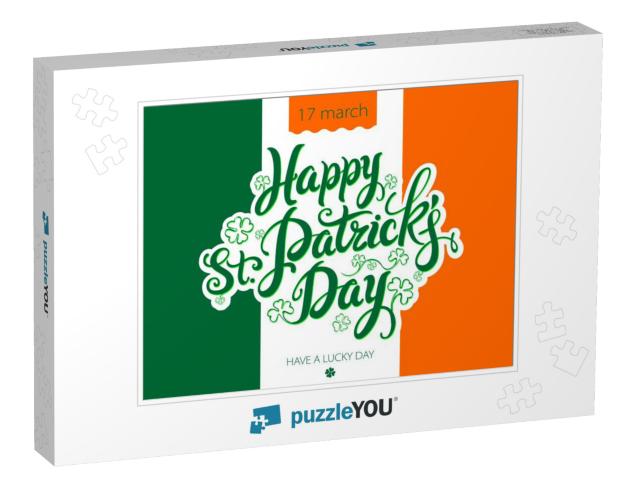 Lettering Happy St. Patrick's Day on the Background... Jigsaw Puzzle