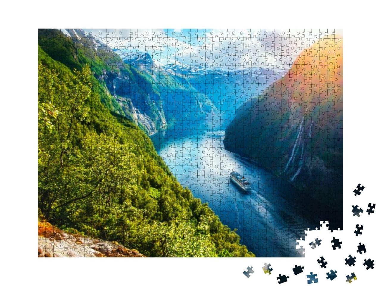 Breathtaking Norway View of Sunnylvsfjorden Fjord with Cr... Jigsaw Puzzle with 1000 pieces