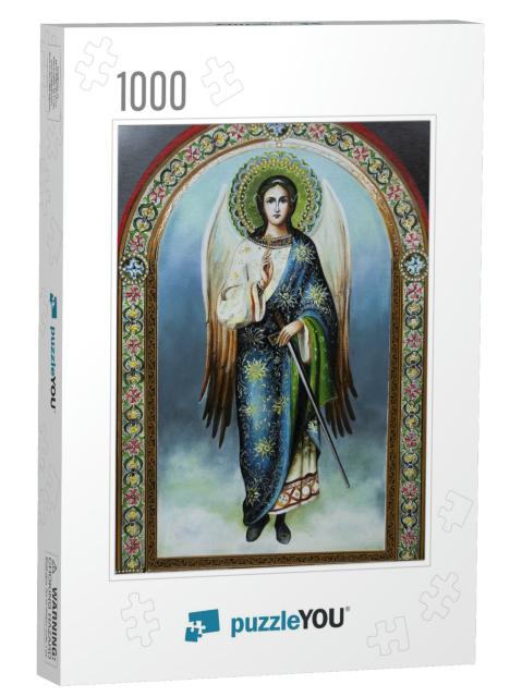 Orthodox Icon Angel Keep. Oil Painting, Canvas... Jigsaw Puzzle with 1000 pieces