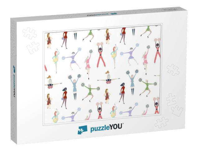 Cheerleader Girls Colorful Seamless Pattern... Jigsaw Puzzle