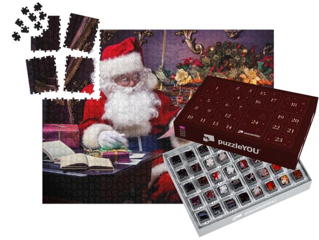 Santa Claus At Home Reading the Post & Plans to Travel Ar... | Advent Calendar Jigsaw Puzzle