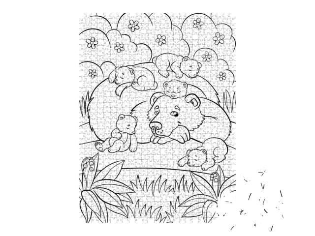 Coloring Pages. Wild Animals. Kind Bear Looks At Little C... Jigsaw Puzzle with 1000 pieces