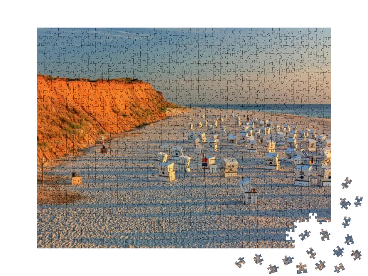 Beach with Strandkorbs Beach Basket Chairs At the Red Cli... Jigsaw Puzzle with 1000 pieces