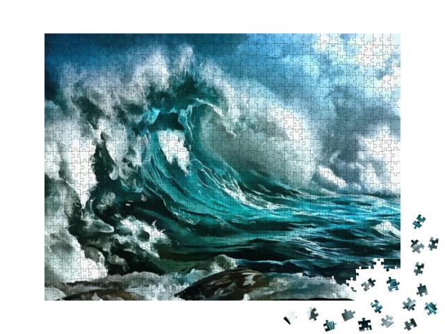 Bad Weather Storm Ocean Storm... Jigsaw Puzzle with 1000 pieces