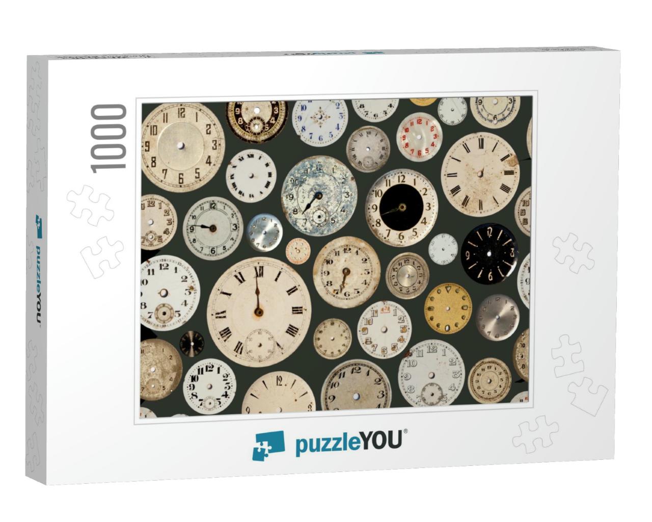 Antique Watch Faces Steam Punk Repeating Tileable Wallpap... Jigsaw Puzzle with 1000 pieces