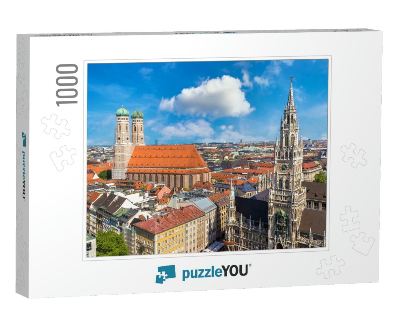 Aerial View on Marienplatz Town Hall & Frauenkirche in Mu... Jigsaw Puzzle with 1000 pieces