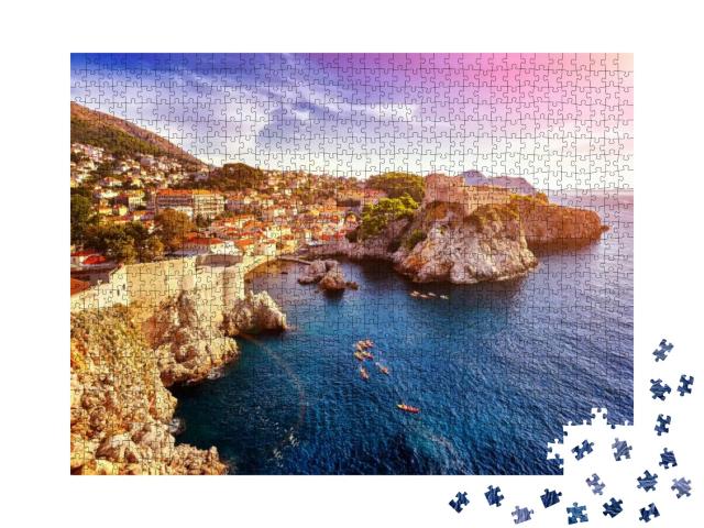 The General View of Dubrovnik - Fortresses Lovrijenac & B... Jigsaw Puzzle with 1000 pieces
