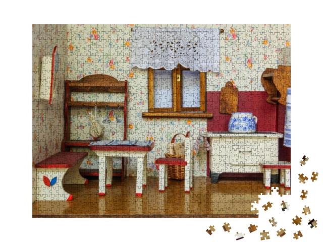 Detail of Retro Living Room in Doll House... Jigsaw Puzzle with 1000 pieces