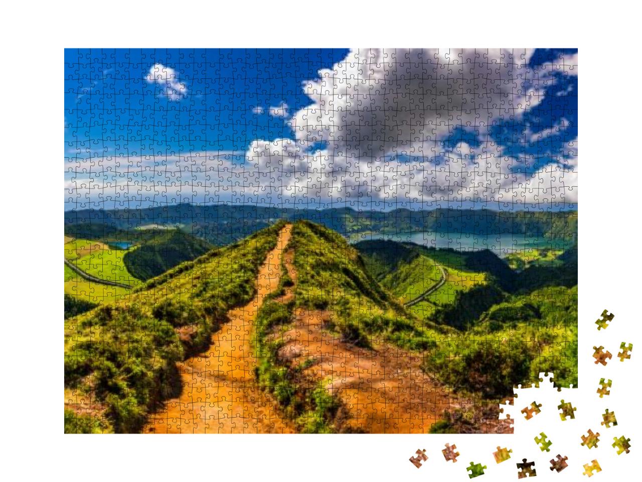 View of Sete Cidades Near Miradouro Da Grota Do Inferno V... Jigsaw Puzzle with 1000 pieces