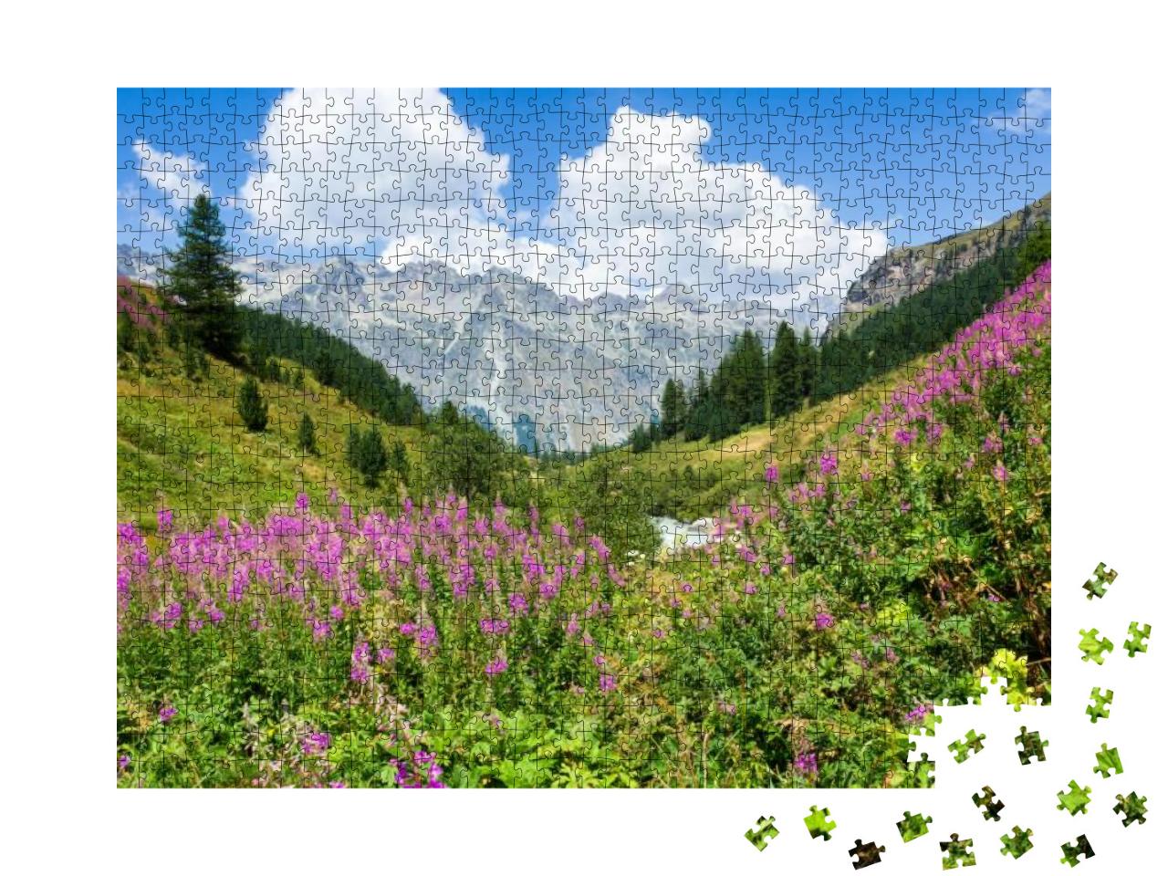 Beautiful Landscape with Mountains & Flowers, Upper Engad... Jigsaw Puzzle with 1000 pieces