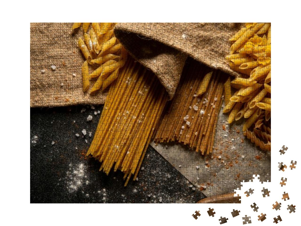 Different Types of Pasta. the Pasta is on the Table. Raw... Jigsaw Puzzle with 1000 pieces