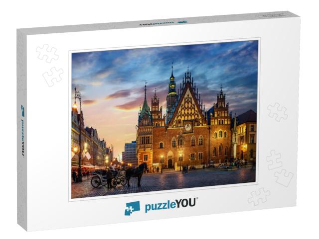 Wroclaw Central Market Square with Old Houses, Town Hall... Jigsaw Puzzle