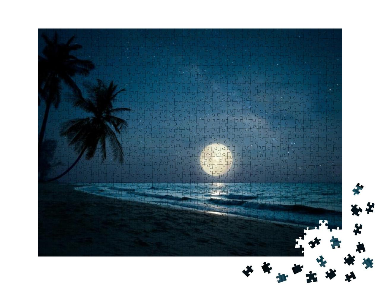 Beautiful Fantasy of Landscape Tropical Beach with Silhou... Jigsaw Puzzle with 1000 pieces