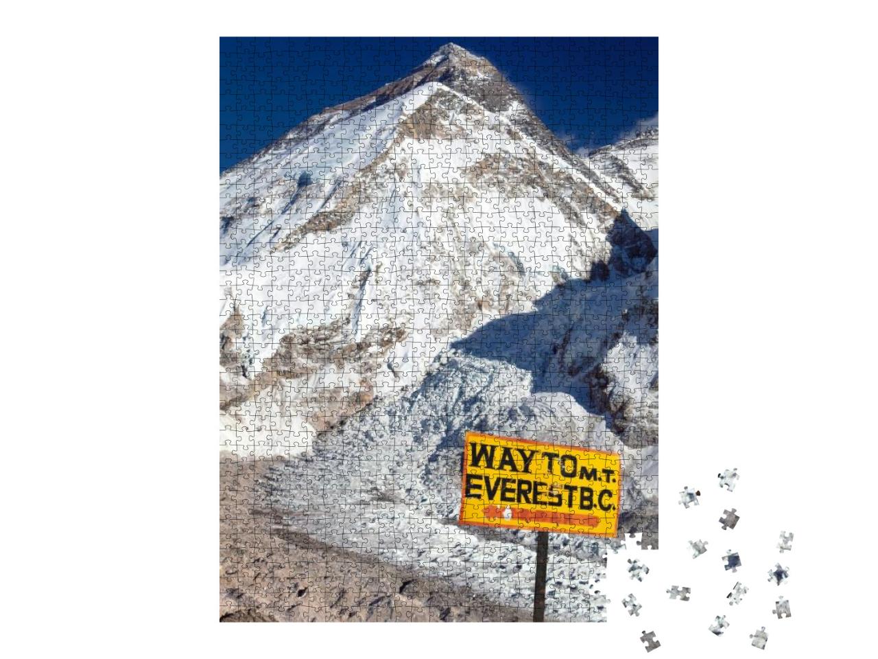 Signpost Way to Mount Everest B. C. & Top of Mount Everes... Jigsaw Puzzle with 1000 pieces