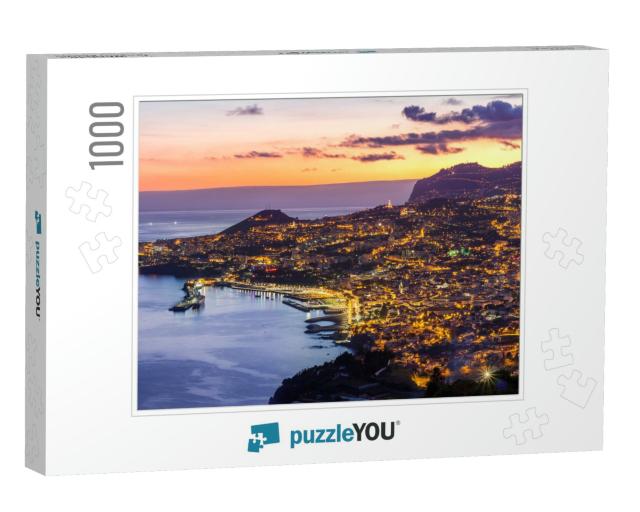 Aerial View of Funchal by Night, Madeira Island, Portugal... Jigsaw Puzzle with 1000 pieces