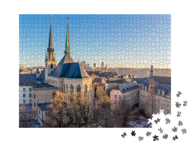 Aerial View of Luxembourg in Winter Morning... Jigsaw Puzzle with 1000 pieces