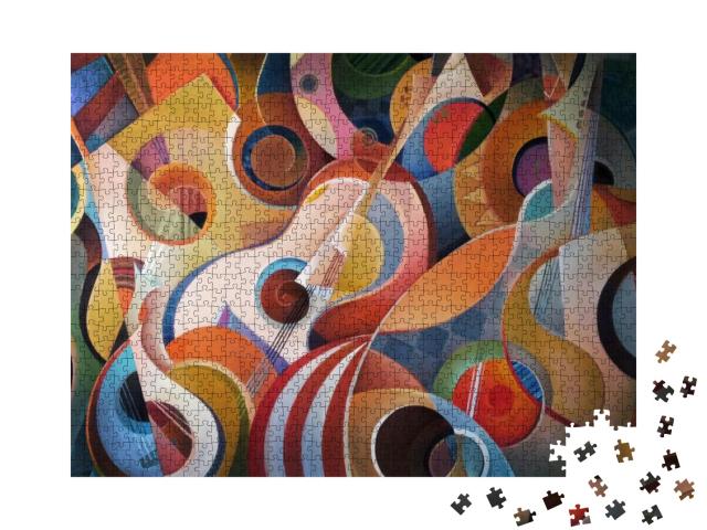 Music Background, Sound, Handmade Painting, Music Abstrac... Jigsaw Puzzle with 1000 pieces