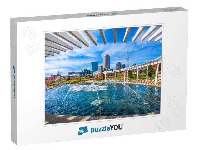 Charlotte North Carolina Skyline from First Ward Park Fou... Jigsaw Puzzle