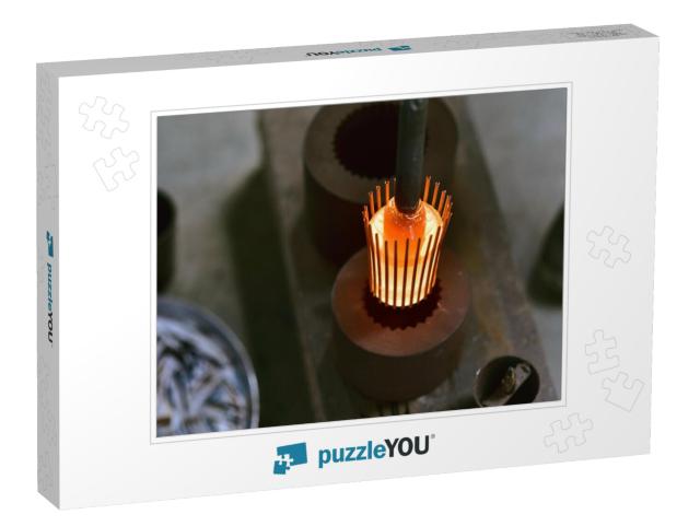 Glass blowing art and flame.Handmade glassware 1 Jigsaw Puzzle