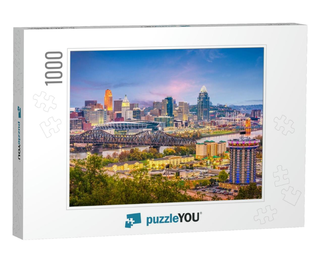 Cincinnati, Ohio, USA Skyline At Dusk... Jigsaw Puzzle with 1000 pieces