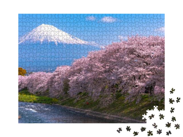 Mount Fuji Mt. Fuji in Springtime Cherry Blossoms Season... Jigsaw Puzzle with 1000 pieces