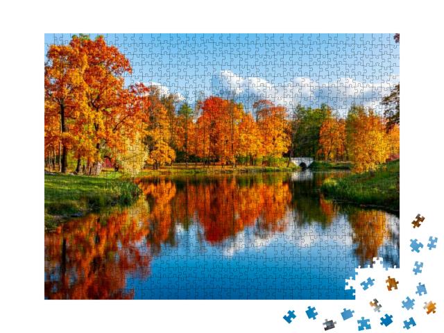 Alexander Park in Autumn, Pushkin Tsarskoe Selo, St. Pete... Jigsaw Puzzle with 1000 pieces