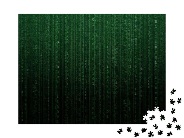 Abstract Digital Background with Binary Code. Hackers, Da... Jigsaw Puzzle with 1000 pieces