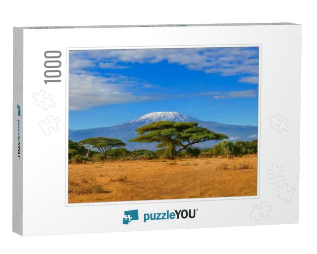Kilimanjaro Mountain Tanzania Snow Capped Under Cloudy Bl... Jigsaw Puzzle with 1000 pieces