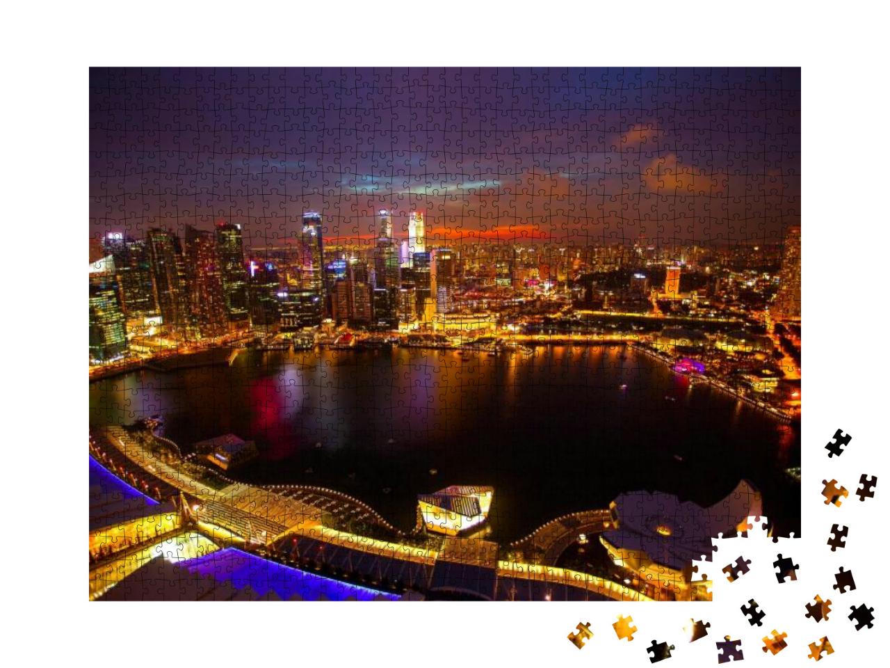 Panorama of Singapore from Roof Marina Bay Hotel, in the... Jigsaw Puzzle with 1000 pieces