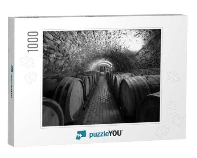 Wine Barrels in a Wine Cellar. Small Production. Undergro... Jigsaw Puzzle with 1000 pieces