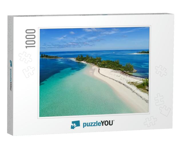 Aerial View of Munjack Cay with Bay & Beach in Abaco, Bah... Jigsaw Puzzle with 1000 pieces