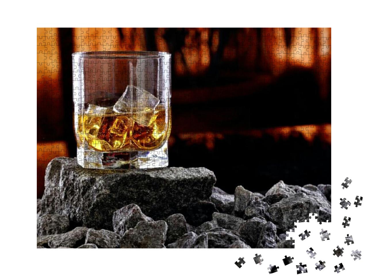 Glass of Whiskey & Ice. Creative Photo Glass of Whiskey o... Jigsaw Puzzle with 1000 pieces