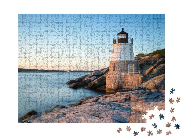 Sunset At Castle Hill Lighthouse on Newport, Rhode Island... Jigsaw Puzzle with 1000 pieces