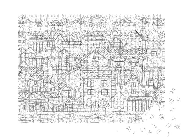 Cozy Cityscape for Your Coloring Book... Jigsaw Puzzle with 1000 pieces