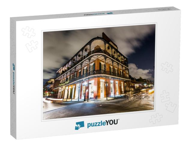 Downtown French Quarters New Orleans, Louisiana At Night... Jigsaw Puzzle