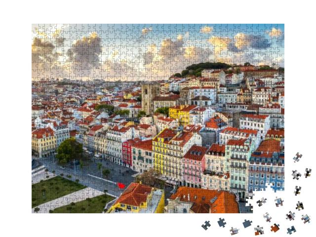 Lisbon Cityscape Panorama Alfama Portugal, Beautiful Euro... Jigsaw Puzzle with 1000 pieces