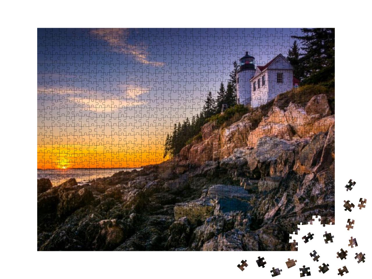 Bass Harbor Lighthouse At Sunset, in Acadia National Park... Jigsaw Puzzle with 1000 pieces