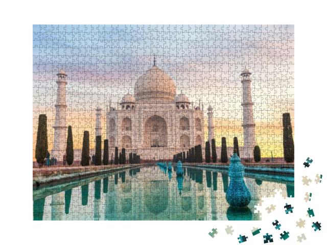 Taj Mahal in India Without People, Agra... Jigsaw Puzzle with 1000 pieces