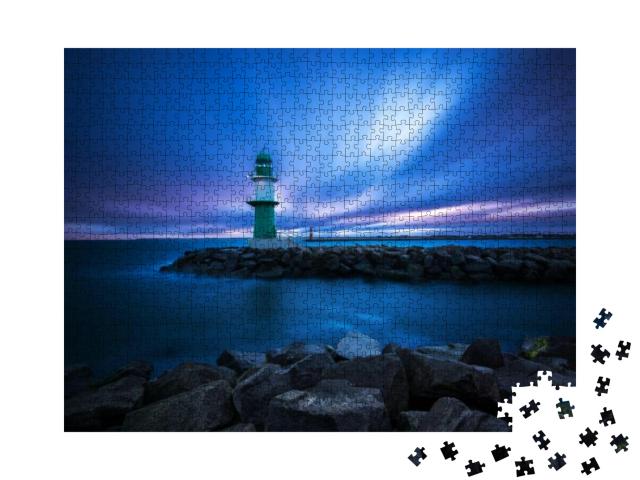 Sunrise At the Lighthouse in Rostock... Jigsaw Puzzle with 1000 pieces